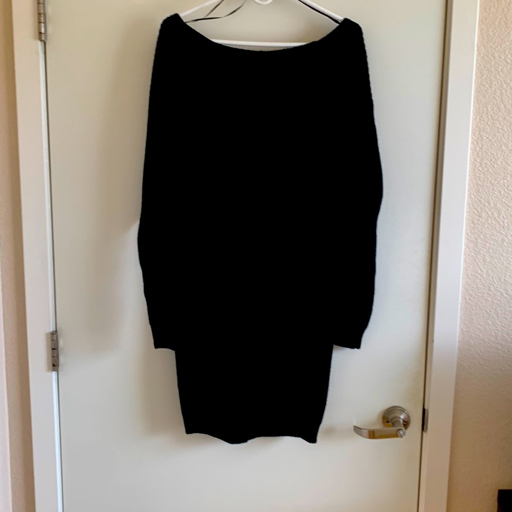 Low-back black sweater dress